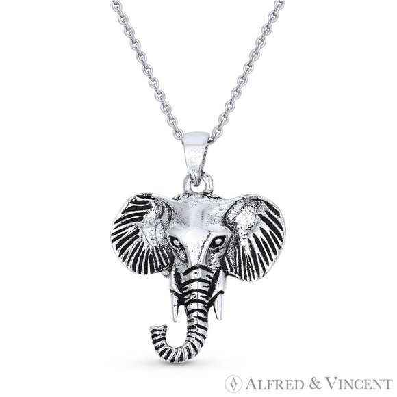 Elephant Head Animal Charm Pendant in .925 Sterling SIlver - Picture 2 of 2